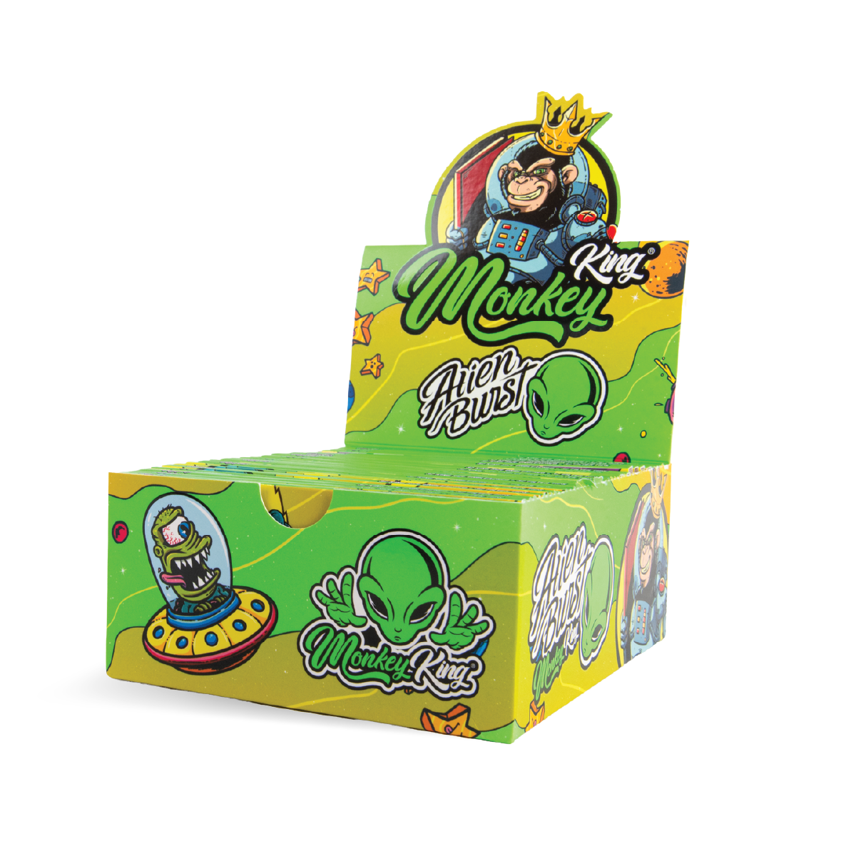 Monkey King Rolling Papers & Tips: Alien - King Size Unbleached (24 Pack)