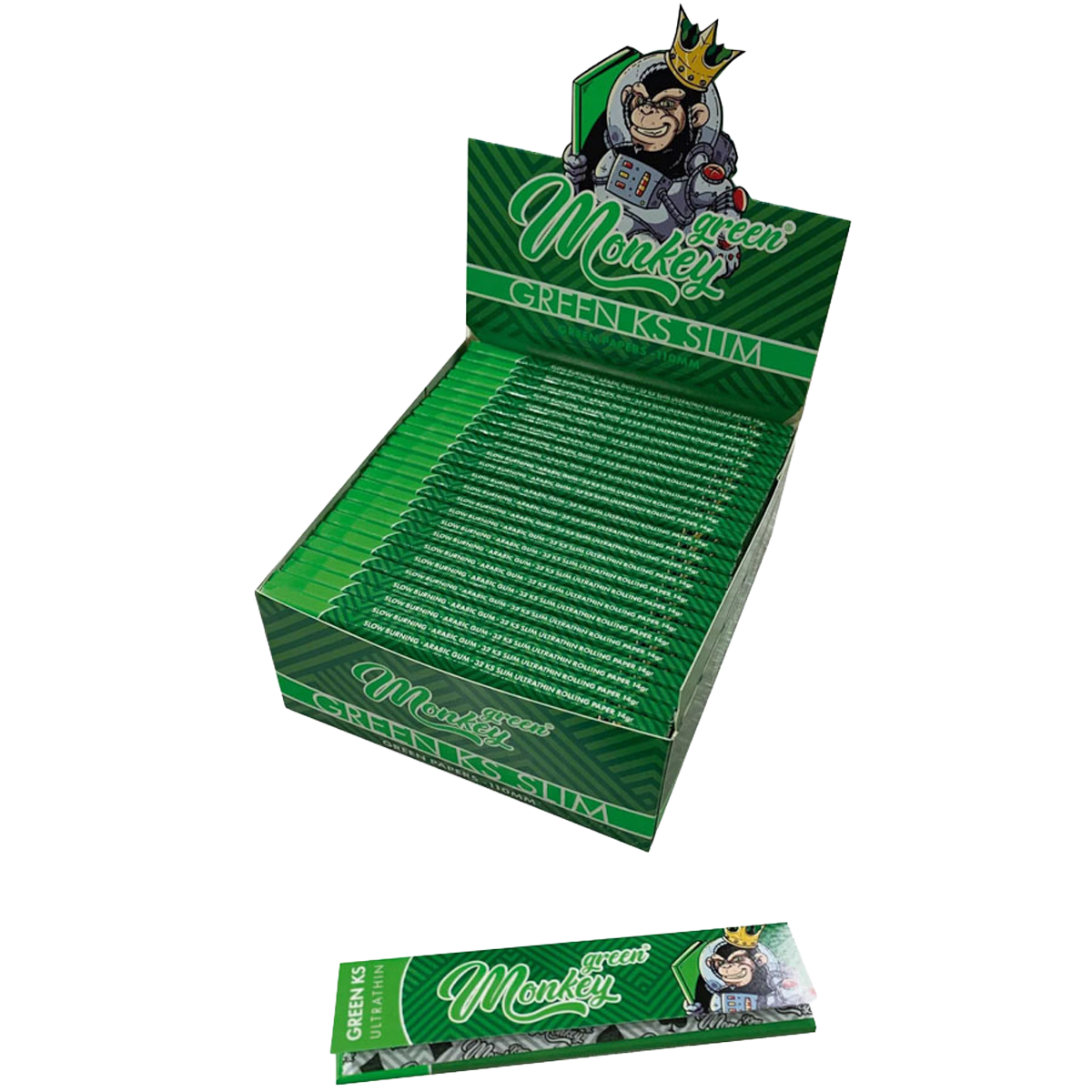 Monkey King Rolling Papers: Green - King Size (50 Pack)