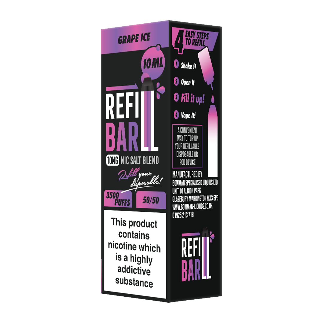 Refill Bar Salts Grape Ice 10ml 50vg - (Pack Of 10)