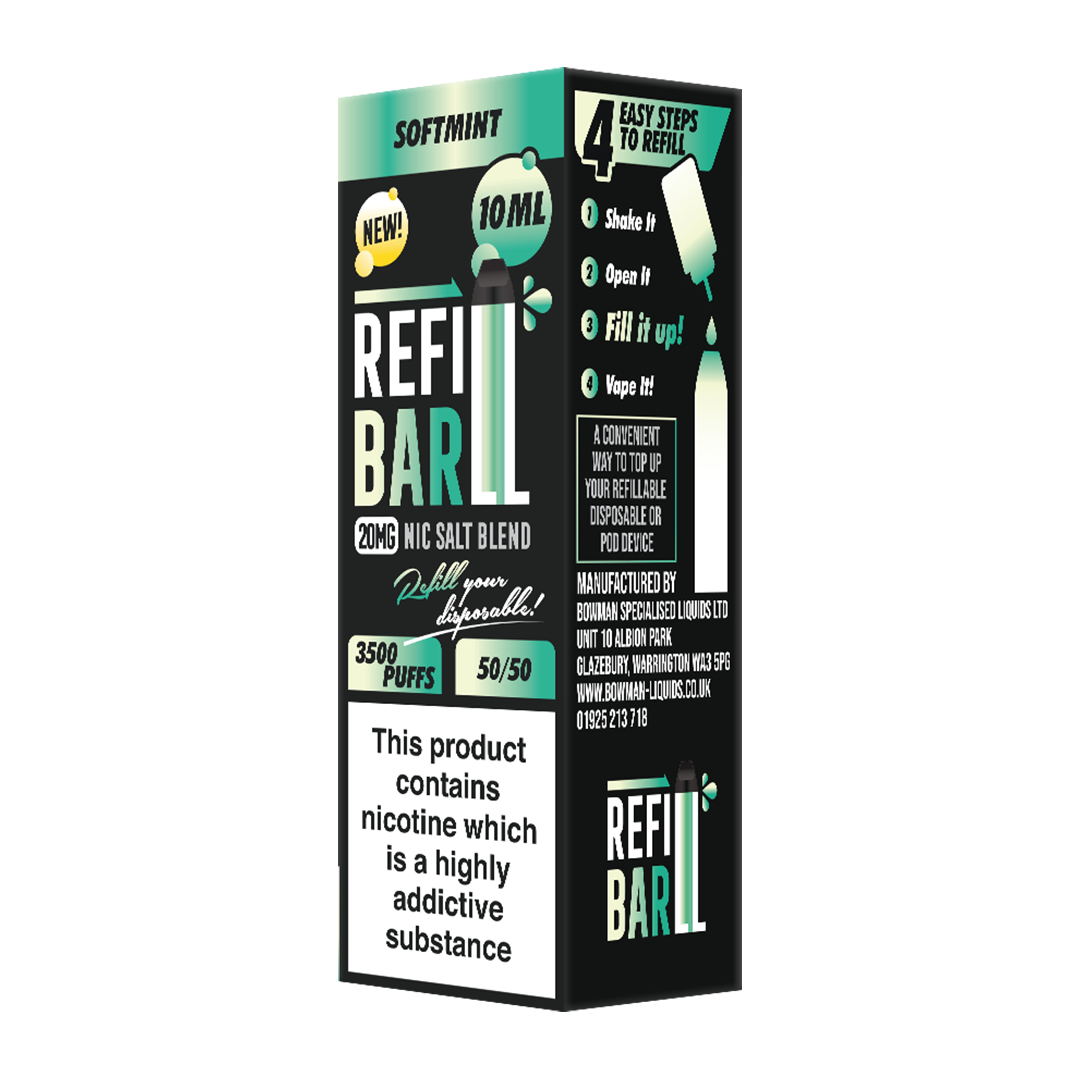Refill Bar Salts Softmint 10ml 50vg - (Pack Of 10)