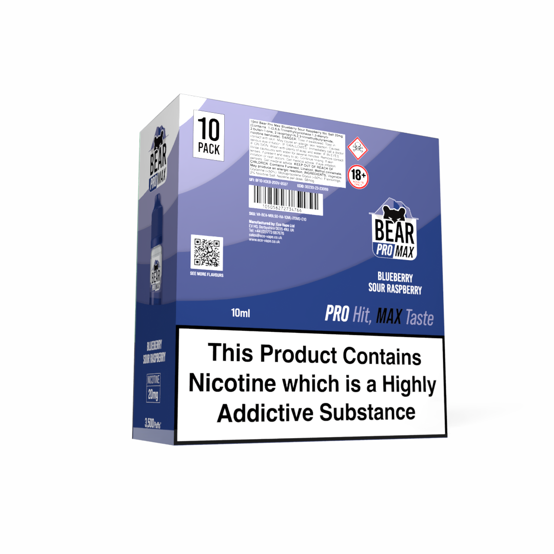 BEAR Pro MAX Salts: Blueberry Sour Raspberry - 20mg (10 Pack)