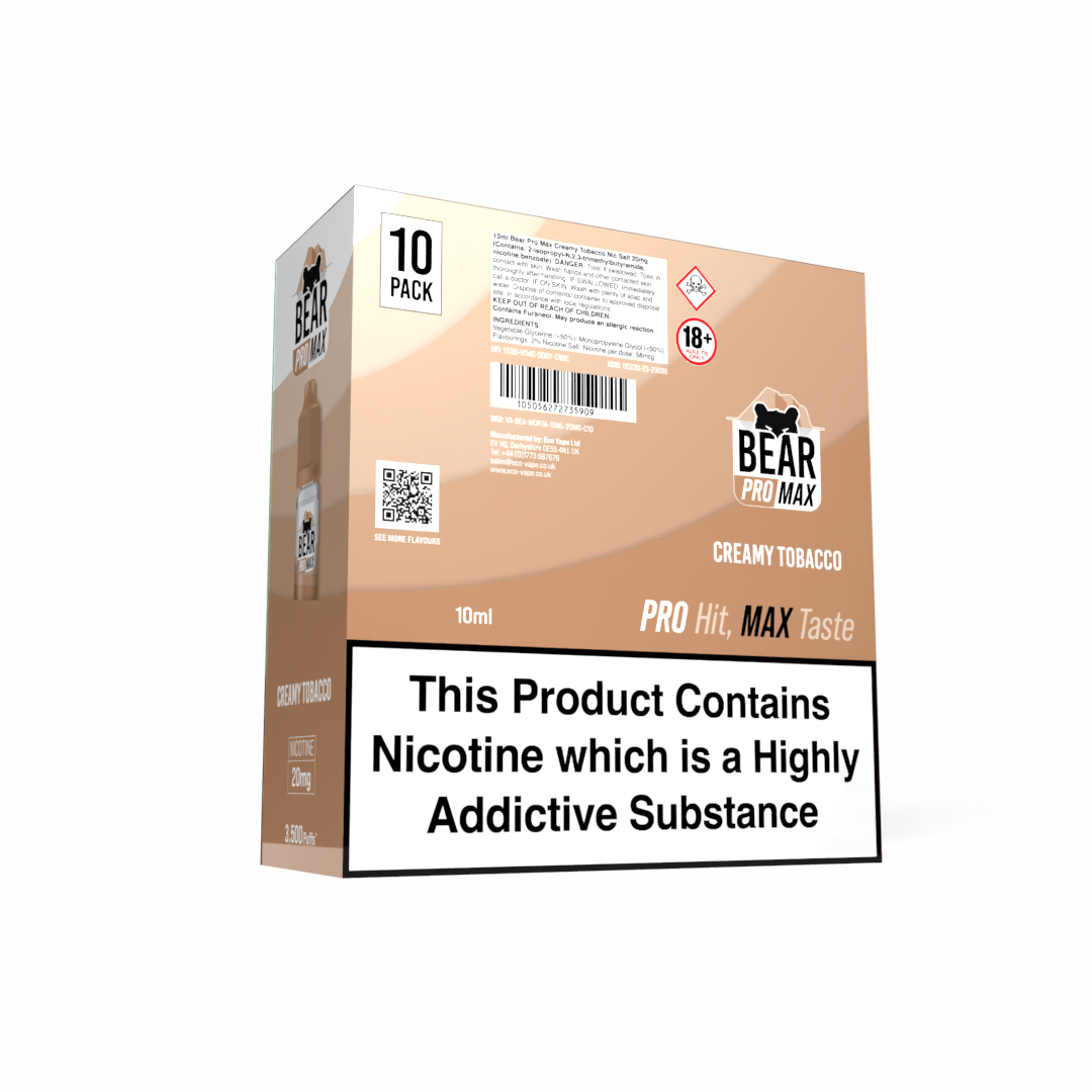 BEAR Pro MAX Salts: Creamy Tobacco - 10mg (10 Pack)