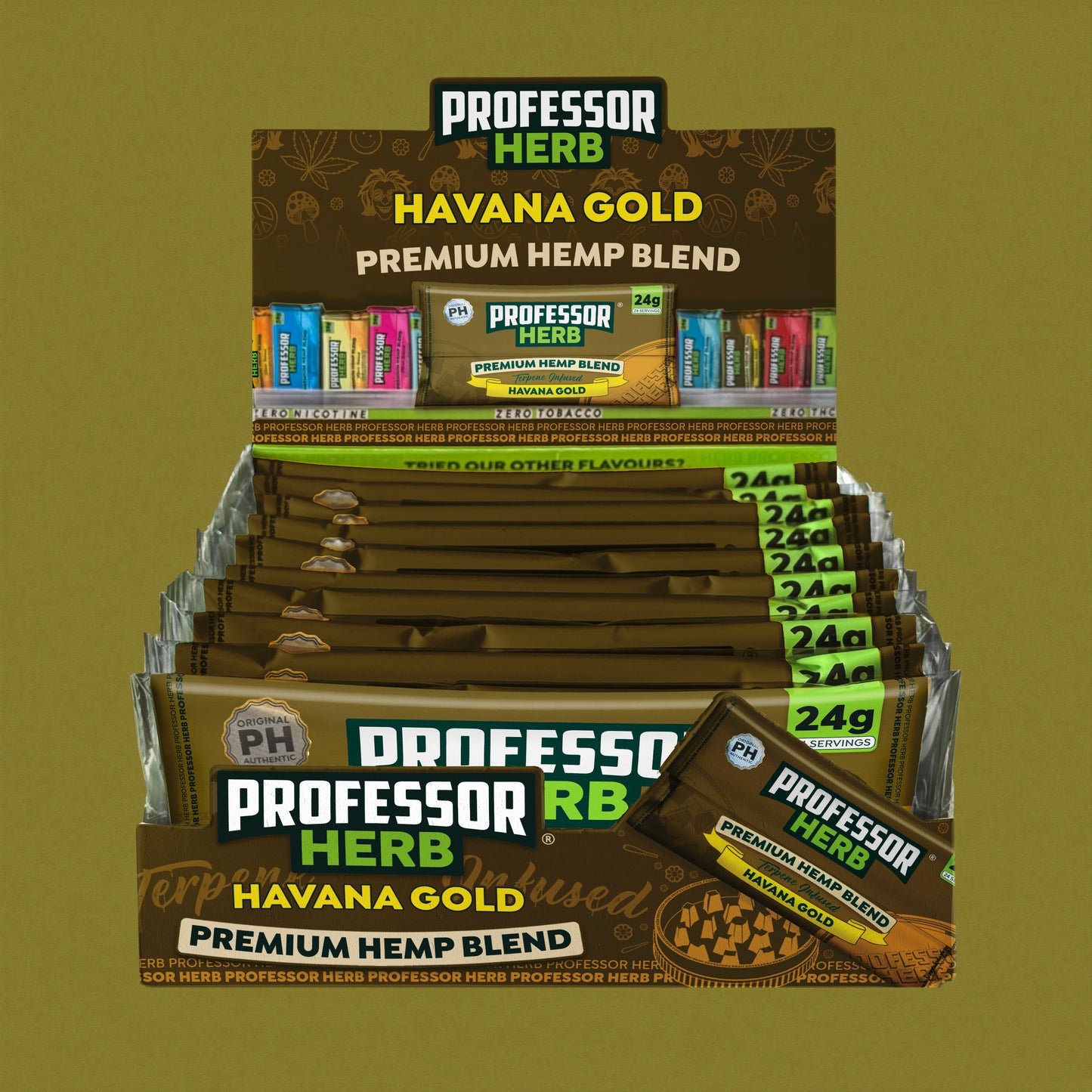 Professor Herb Premium Hemp Blend: Havana Gold - 24g (10 Pack)