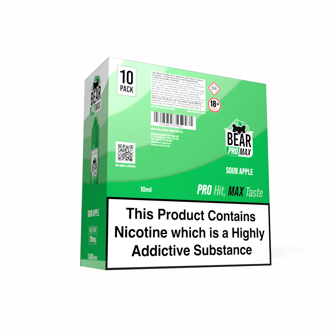 BEAR Pro MAX Salts: Sour Apple - 20mg (10 Pack)