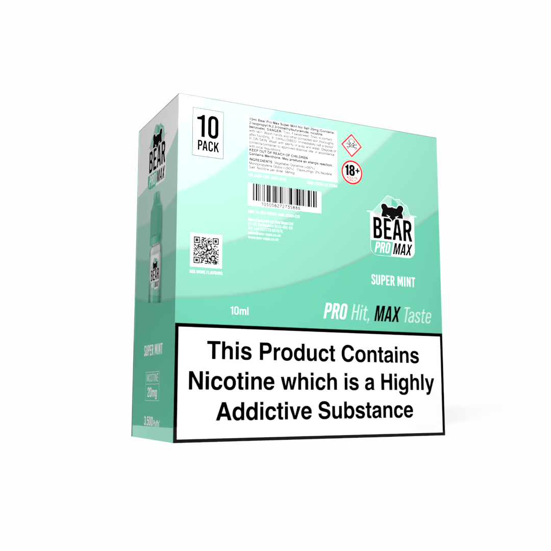 BEAR Pro MAX Salts: Super Mint - 20mg (10 Pack)