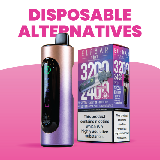 Wholesale Disposable Alternatives available at Cotes Park Cash & Carry in Somercotes, including Elfbar 4in1, Hayati Pro Max, IVG 2400 & More.