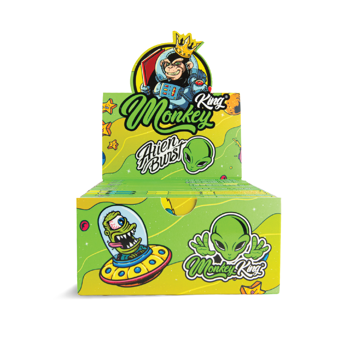 Monkey King Rolling Papers & Tips: Alien - King Size Unbleached (24 Pack)