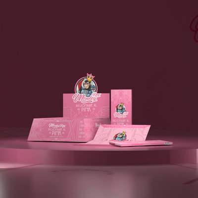 Monkey King Rolling Papers + Tips: Billionaire Pink - XL King Size (24 Pack)
