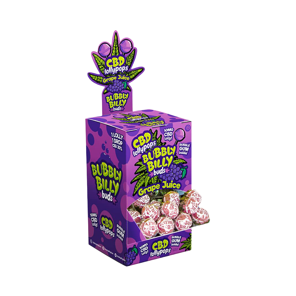 Bubbly Billy Buds CBD Lollipops: Grape Juice (100 Pack)