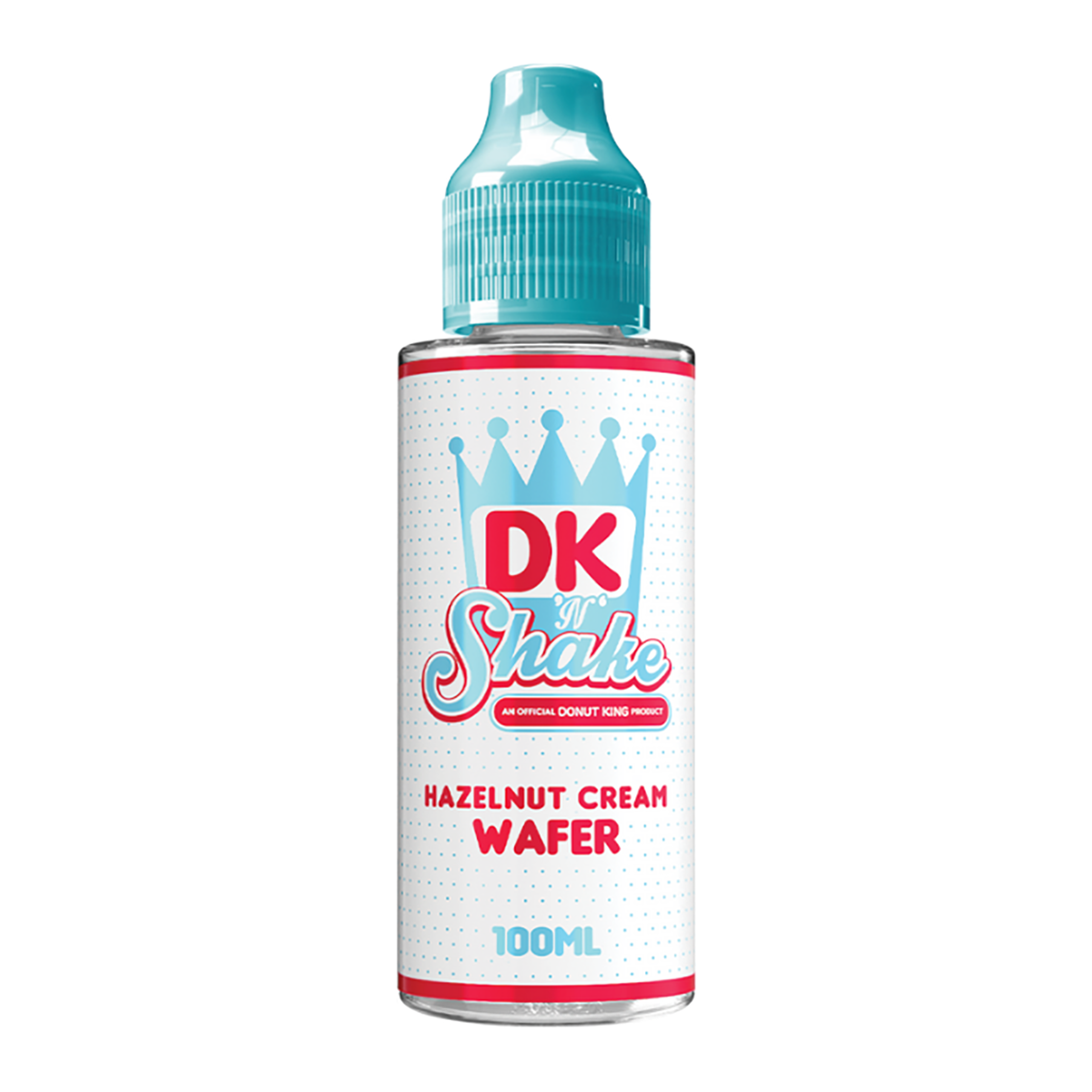 DK Shake Hazelnut Cream Wafer vape juice bottle on a white background