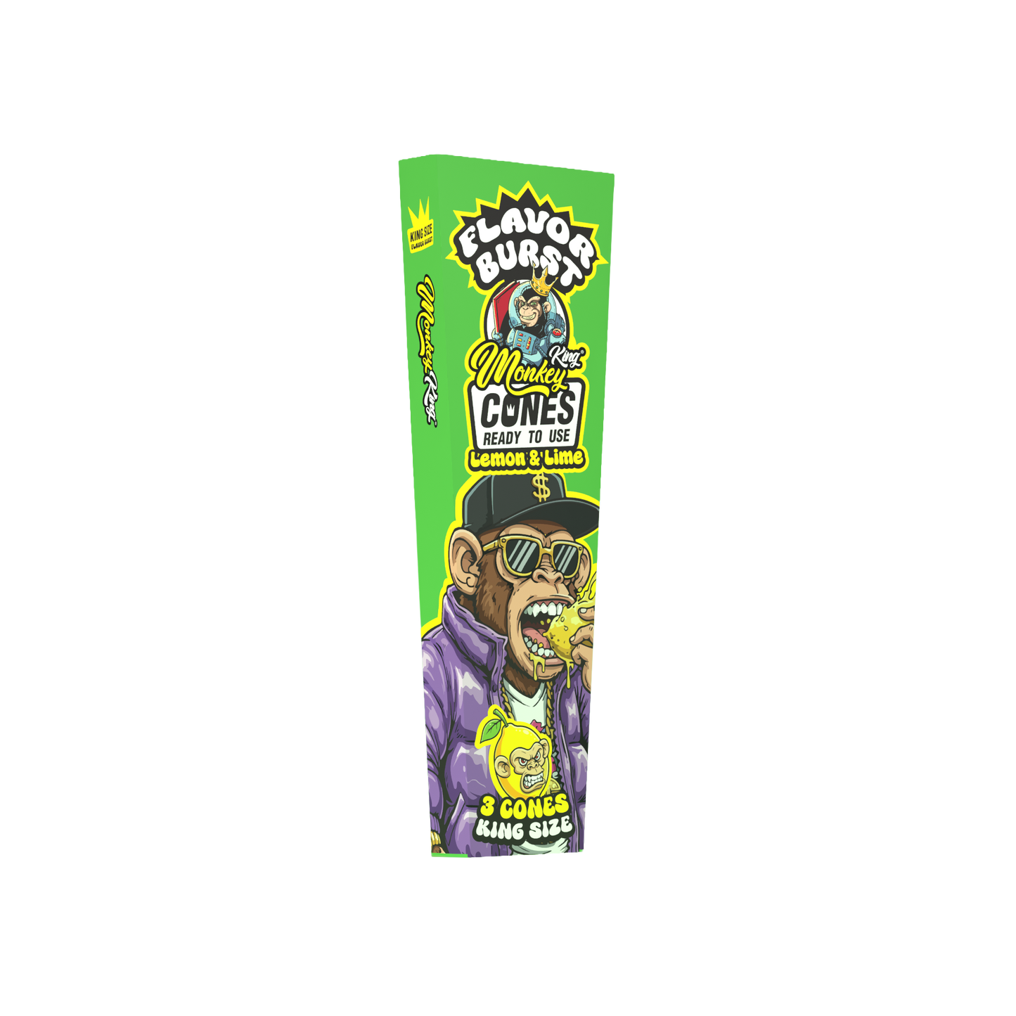 Monkey King: King Size Flavour Burst Cones (24 Pack) - Lemon Lime