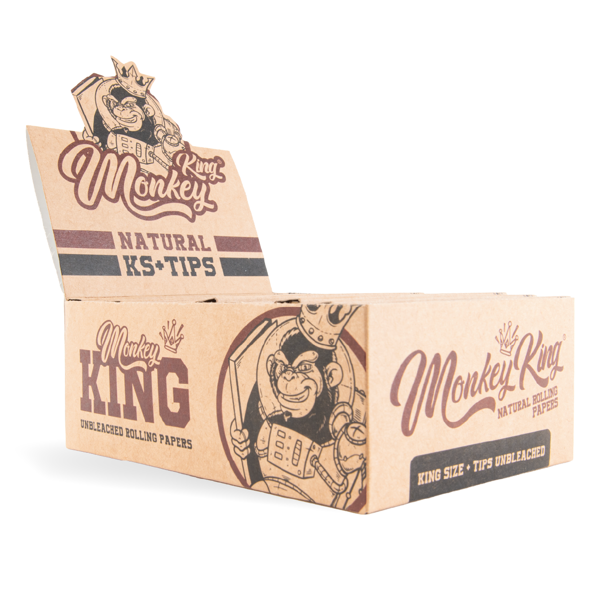 Monkey King Kingsize Papers + Tips: Natural - (24 Pack)
