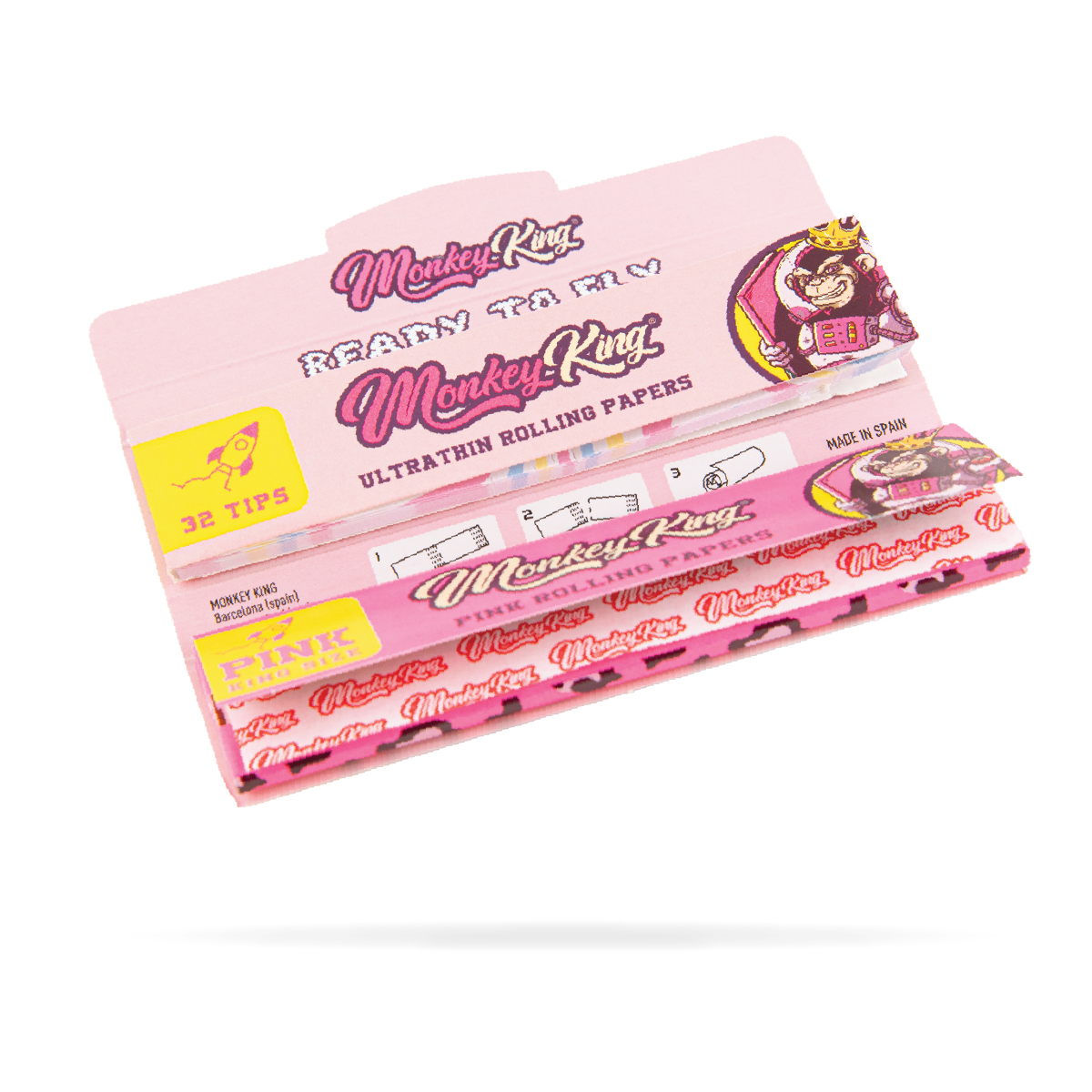 Monkey King Kingsize Papers + Tips: Pink - (30 x 24 Packs)