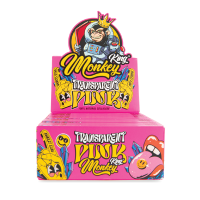 Monkey King Cellulose Wraps: Transparent Pink - King Size (24 Pack)