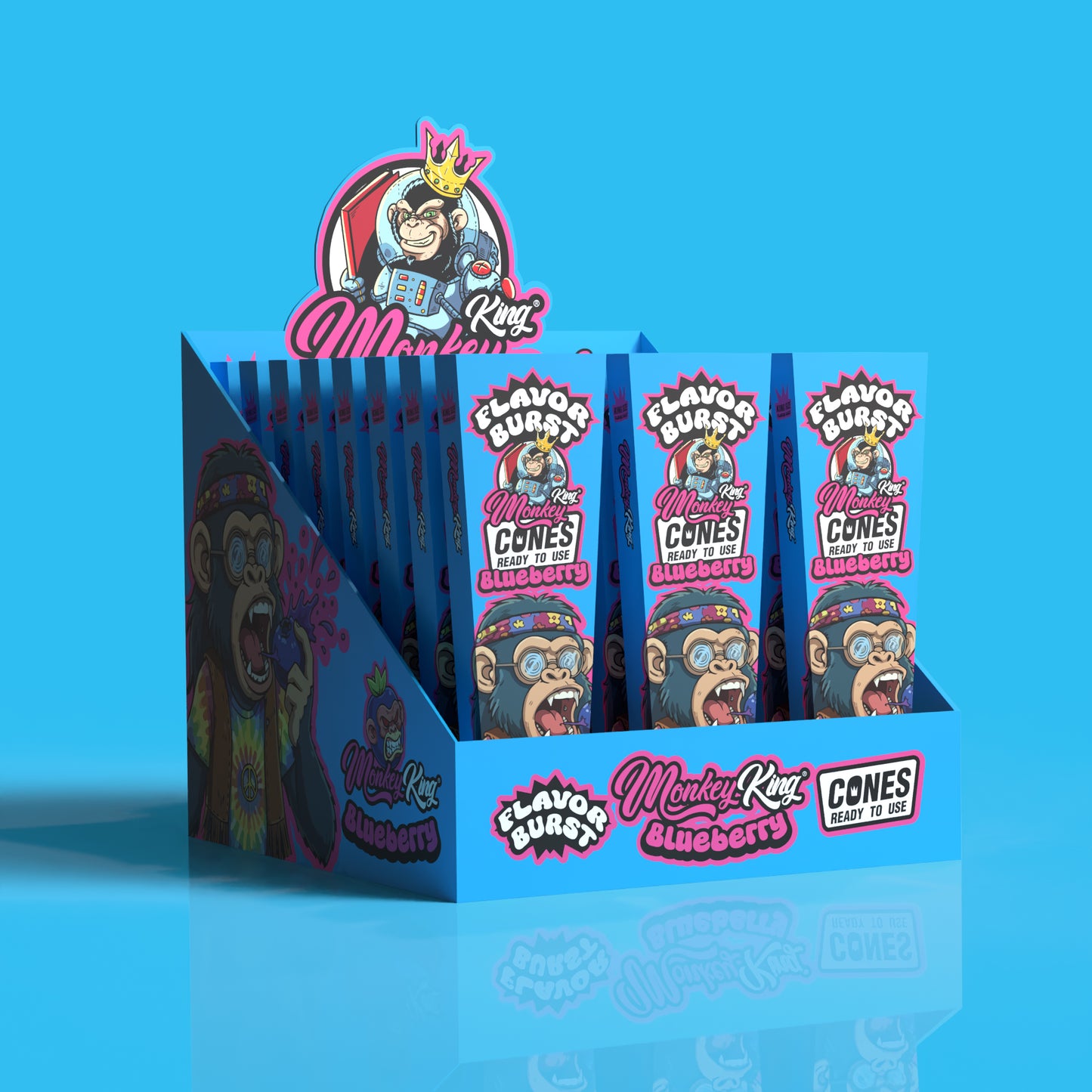 Monkey King: King Size Flavour Burst Cones (24 Pack) - Blueberry