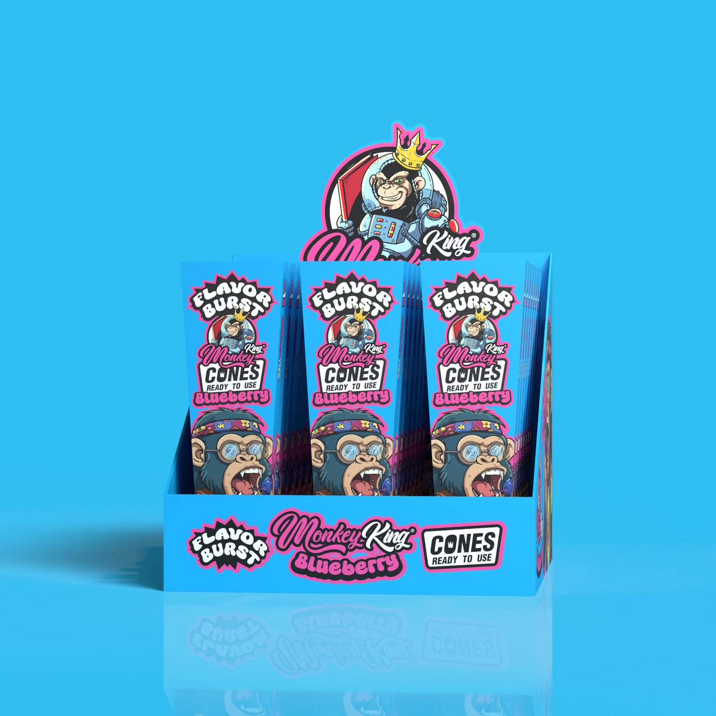 Monkey King: King Size Flavour Burst Cones (24 Pack) - Blueberry