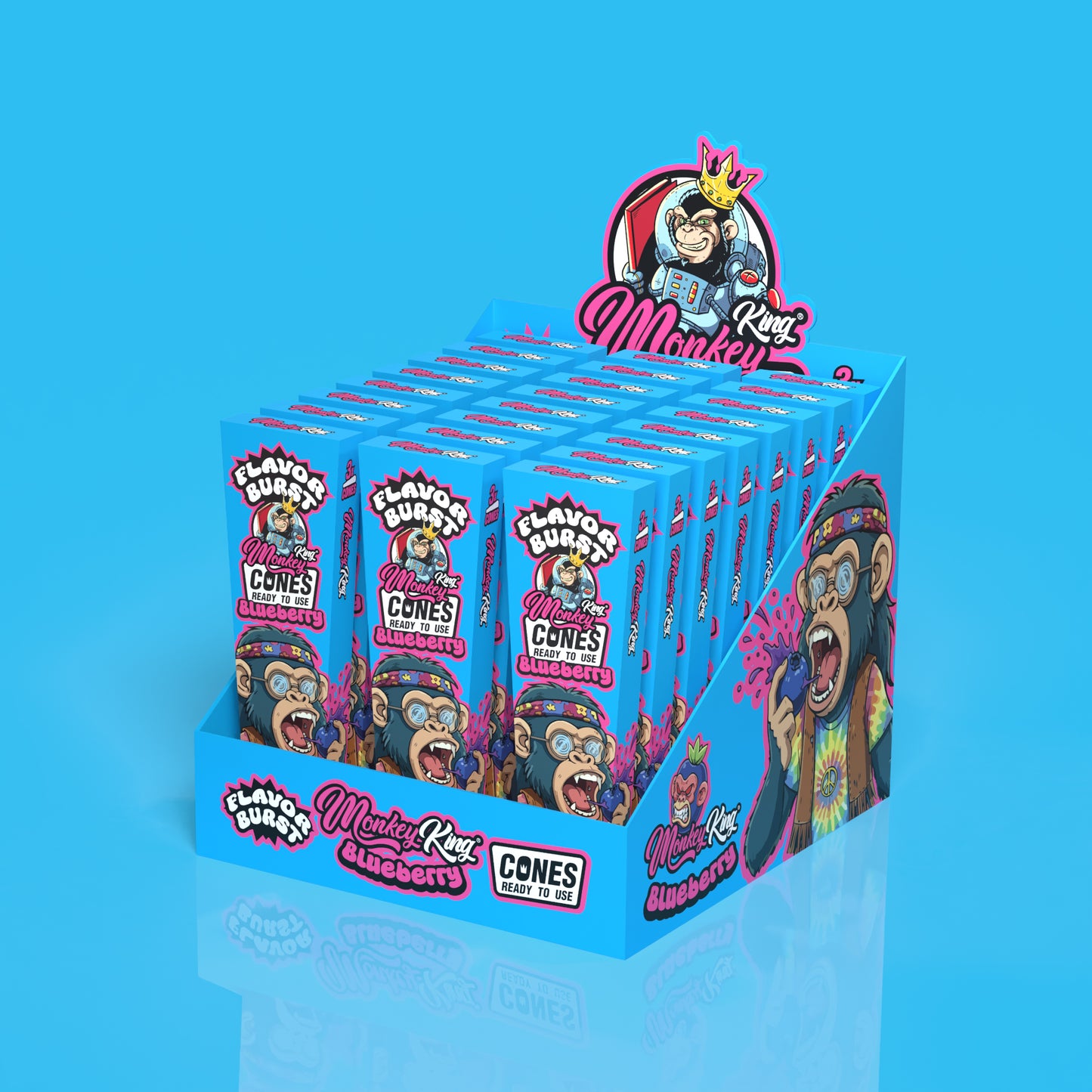 Monkey King: King Size Flavour Burst Cones (24 Pack) - Blueberry