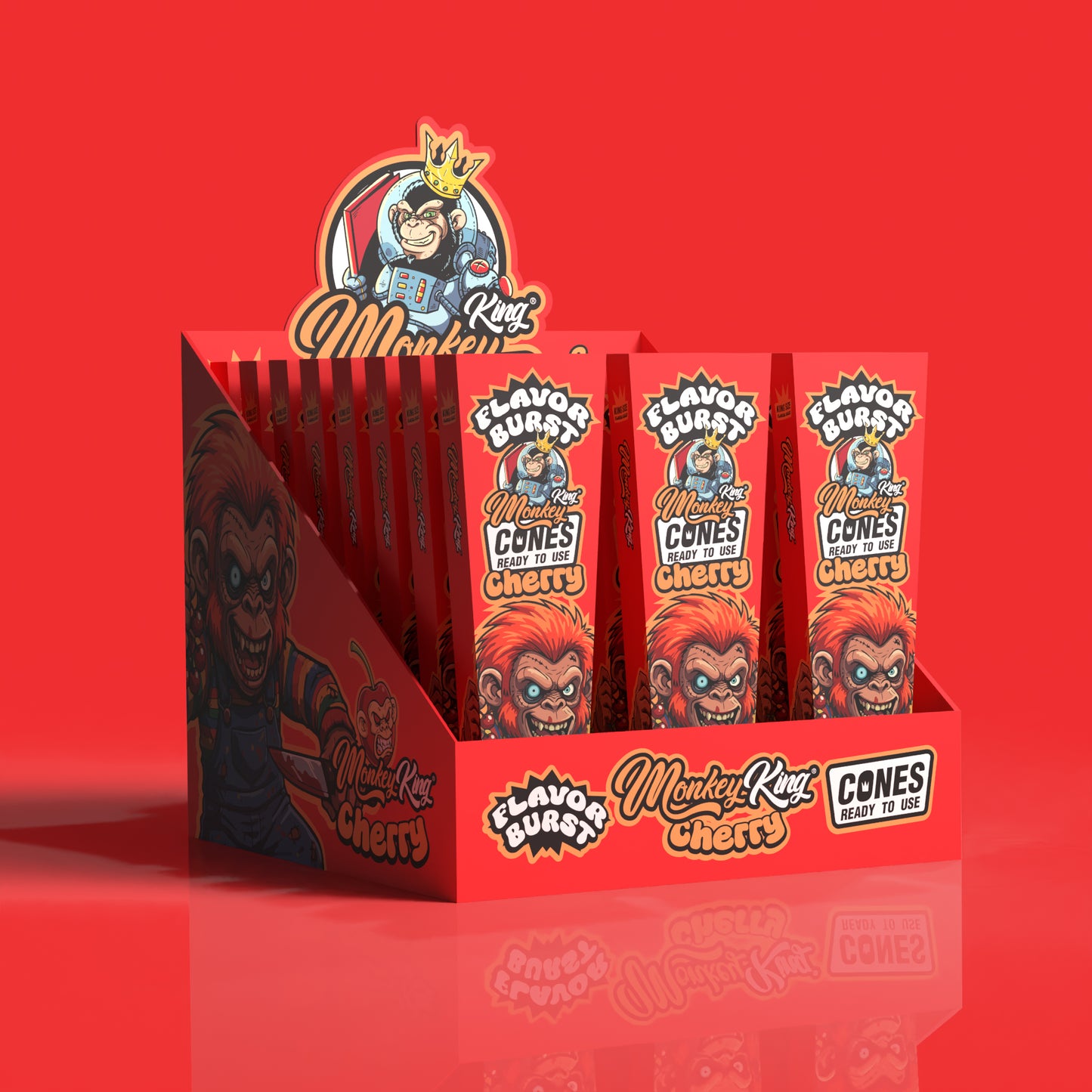 Monkey King: King Size Flavour Burst Cones (24 Pack) - Cherry