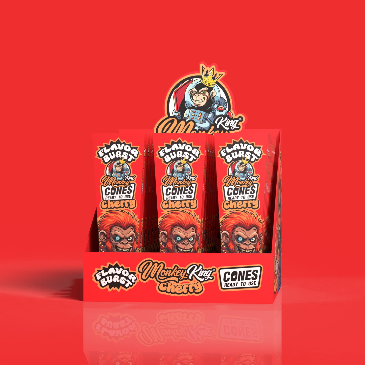 Monkey King: King Size Flavour Burst Cones (24 Pack) - Cherry