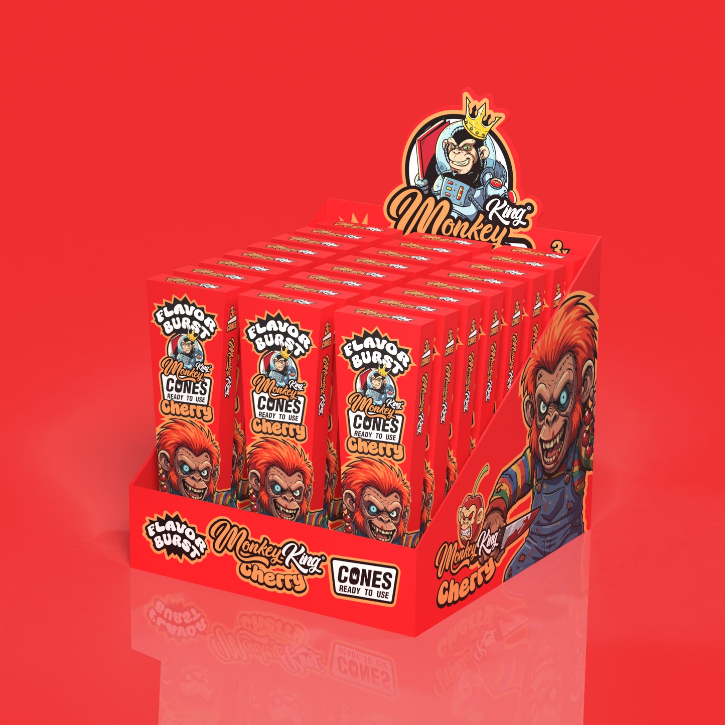 Monkey King: King Size Flavour Burst Cones (24 Pack) - Cherry