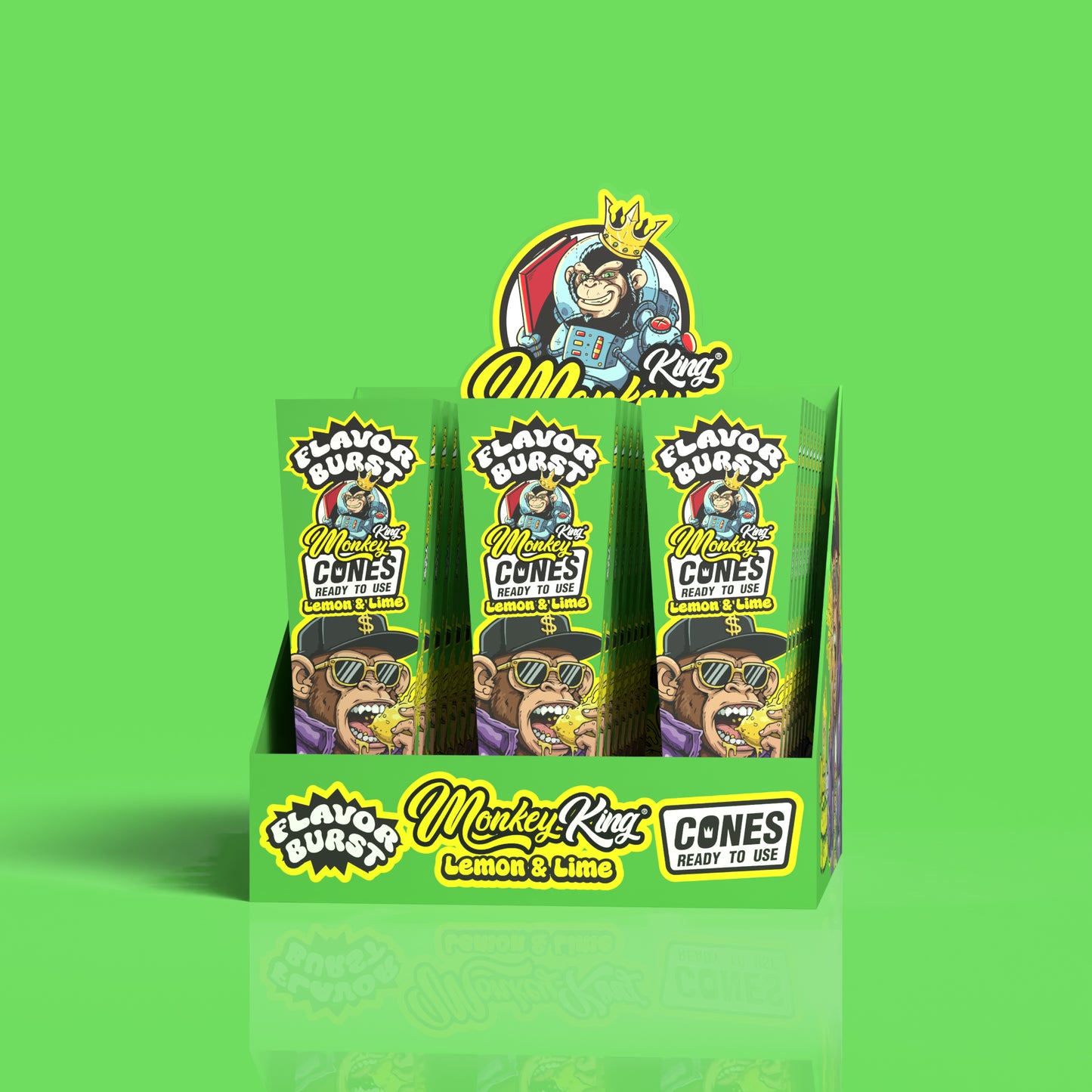 Monkey King: King Size Flavour Burst Cones (24 Pack) - Lemon Lime