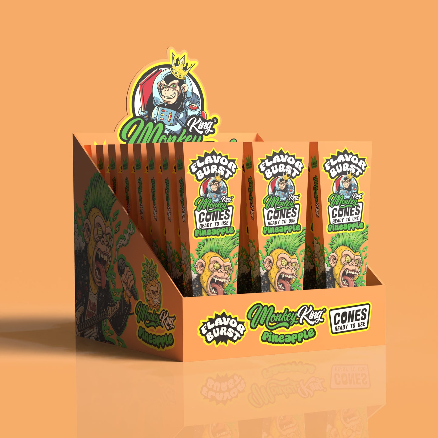 Monkey King: King Size Flavour Burst Cones (24 Pack) - Pineapple