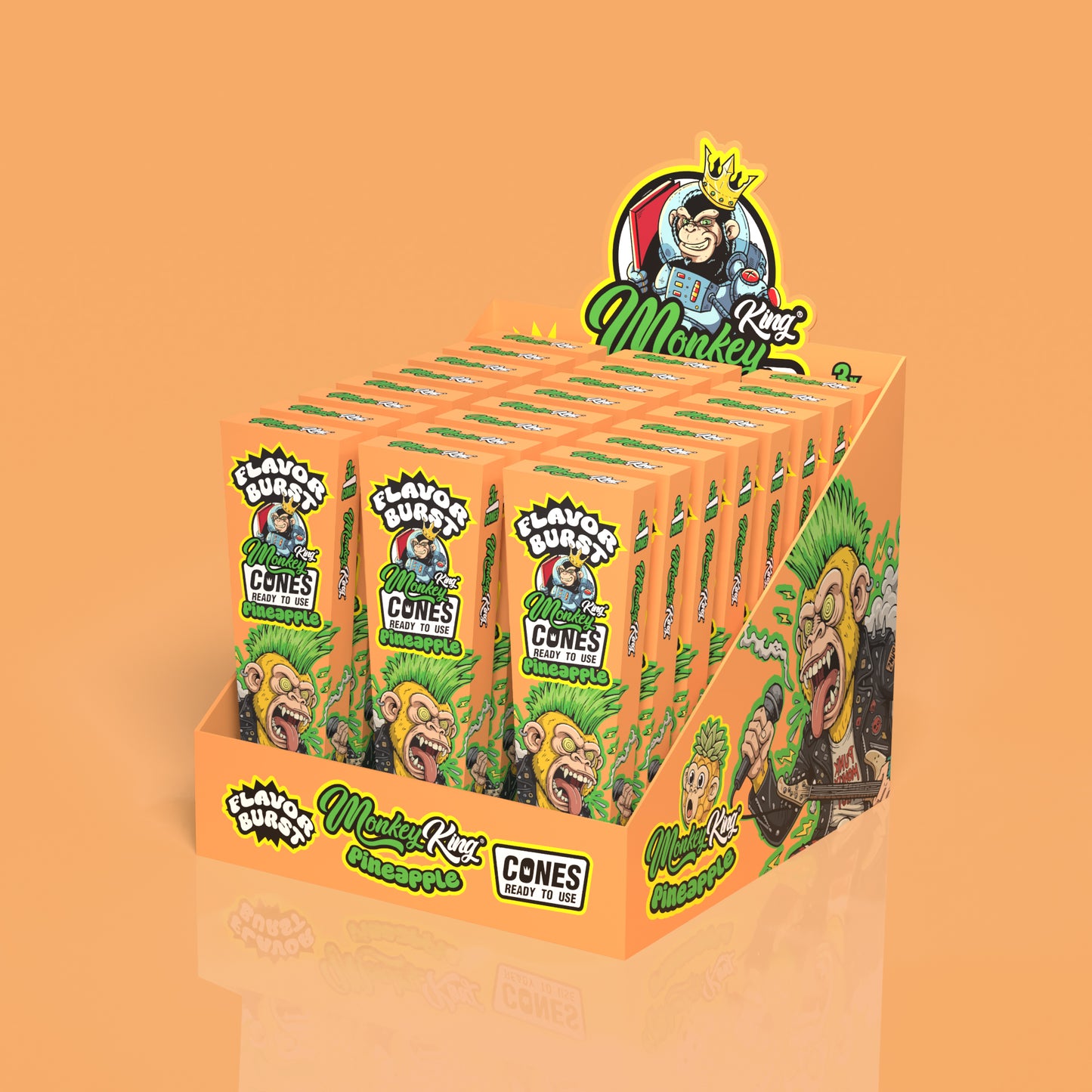 Monkey King: King Size Flavour Burst Cones (24 Pack) - Pineapple