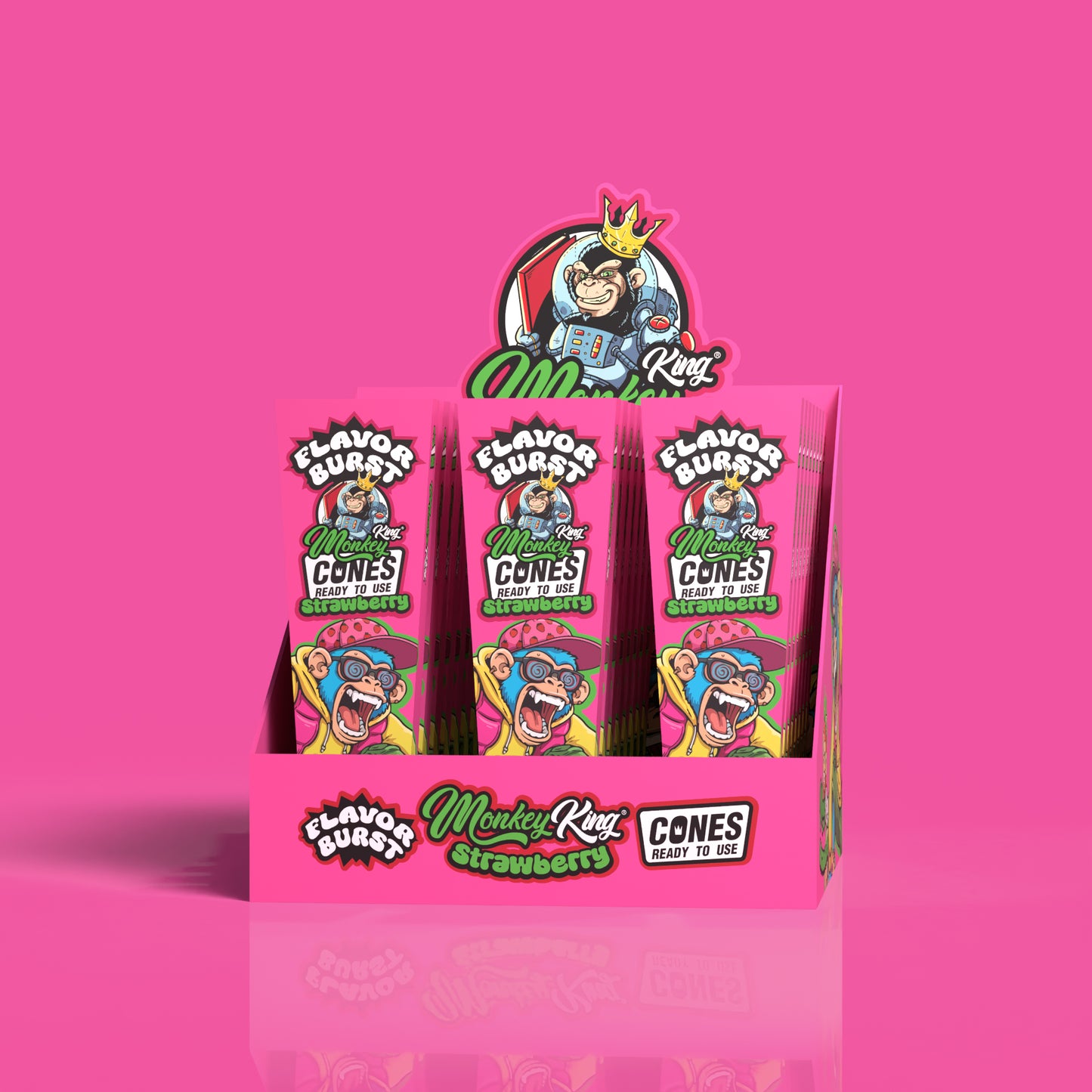 Monkey King: King Size Flavour Burst Cones (24 Pack) - Strawberry