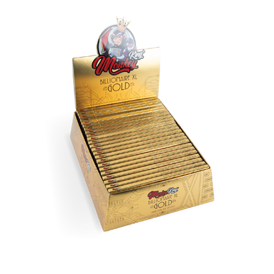 Monkey King Rolling Papers + Tips: Billionaire Gold - XL King Size (24 Pack)