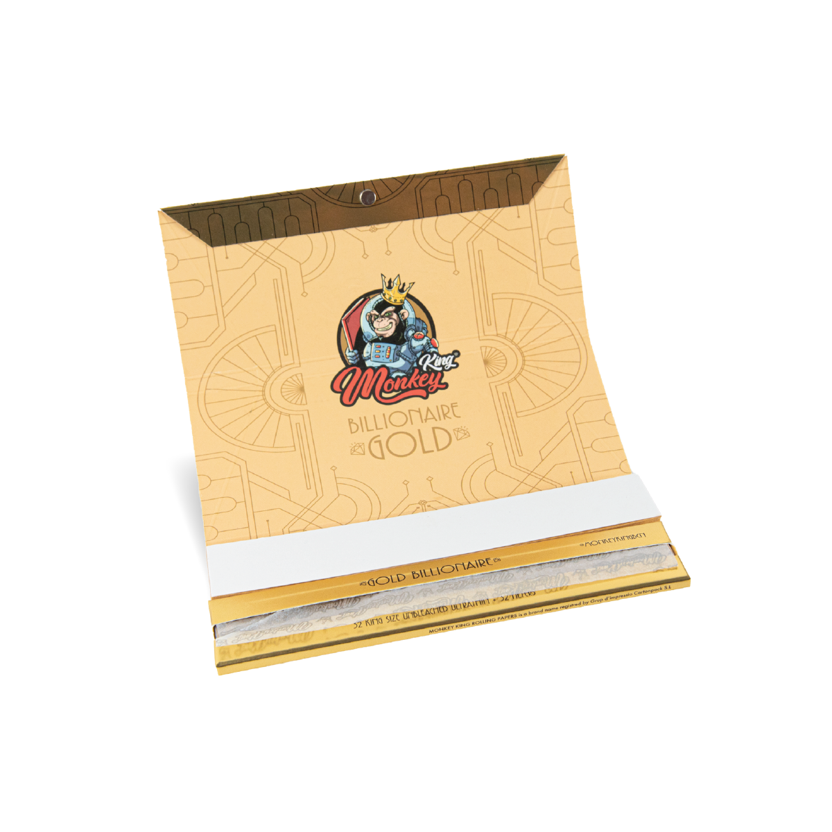 Monkey King Rolling Papers + Tips: Billionaire Gold - XL King Size (24 Pack)