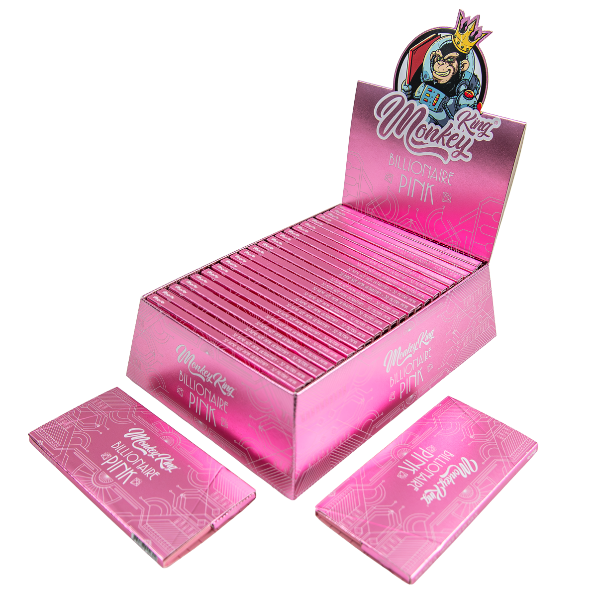 Monkey King Rolling Papers + Tips: Billionaire Pink - King Size (24 Pack)
