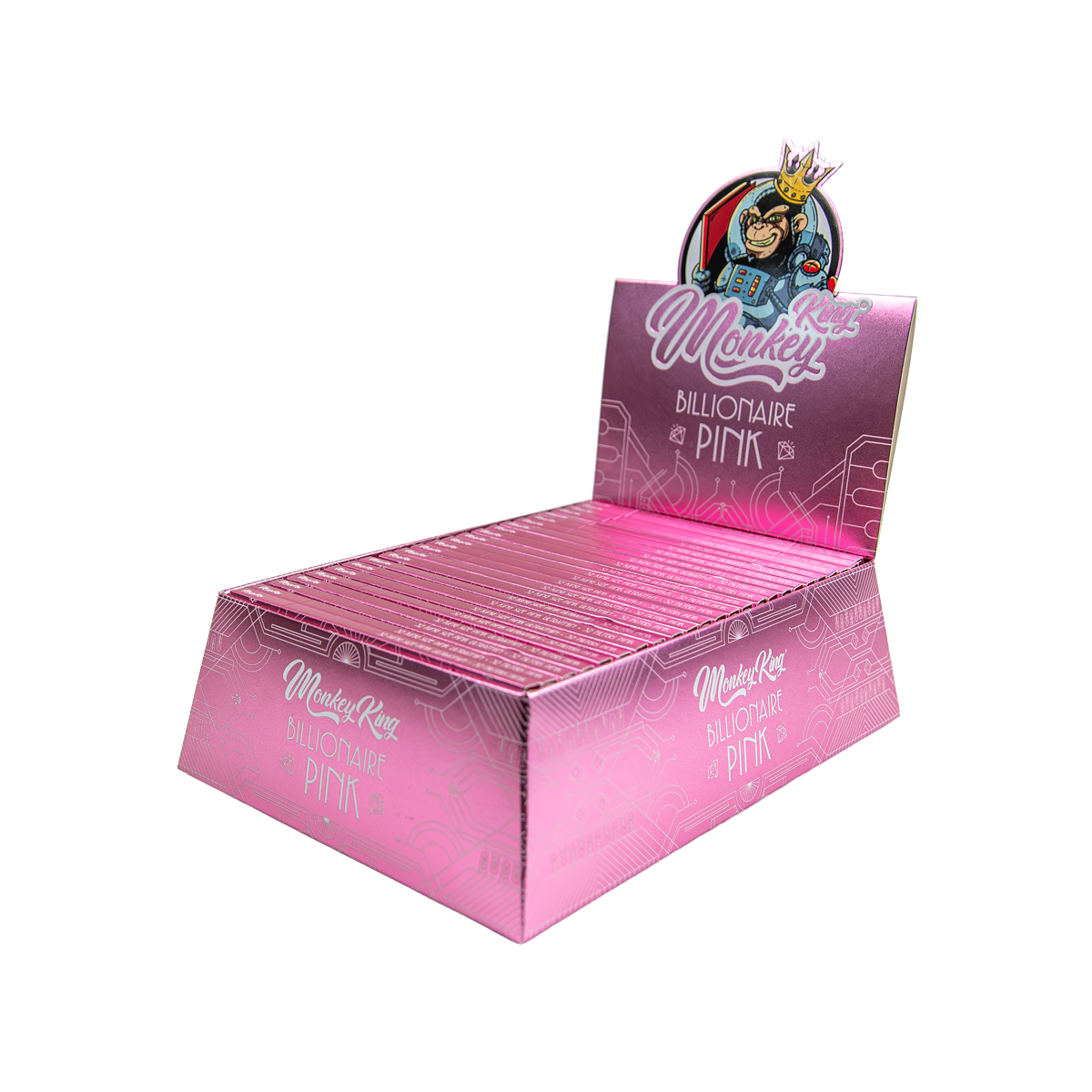 Monkey King Rolling Papers + Tips: Billionaire Pink - King Size (24 Pack)