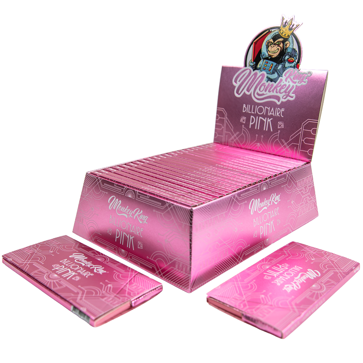 Monkey King Rolling Papers + Tips: Billionaire Pink - King Size (24 Pack)