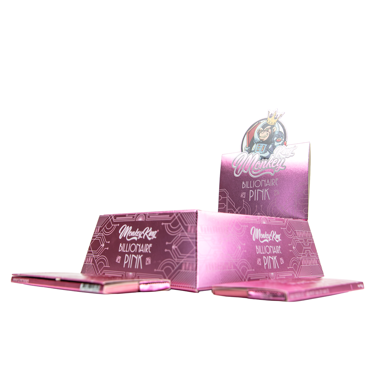 Monkey King Rolling Papers + Tips: Billionaire Pink - King Size (24 Pack)