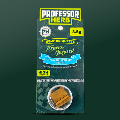 Professor Herb Hemp Briquette Hash (3.5g) x5 Pouches - Sour Blueberry Kush