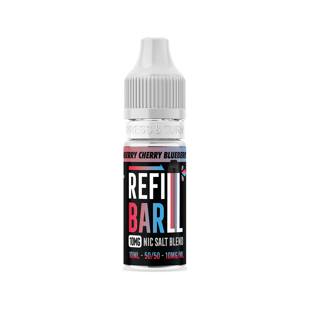 Vape juice bottle labeled 'Refill Bar' on a white background