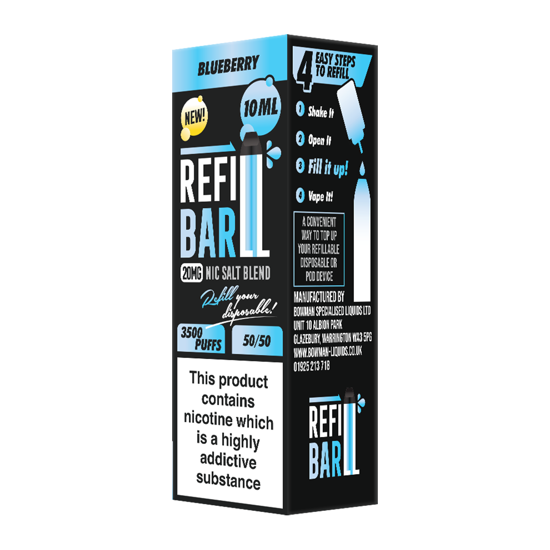 Refill Bar Salts Blueberry 10ml 50vg - (Pack Of 10)