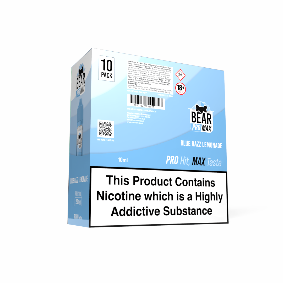BEAR Pro MAX Salts: Blue Raspberry Lemonade - 20mg (10 Pack)