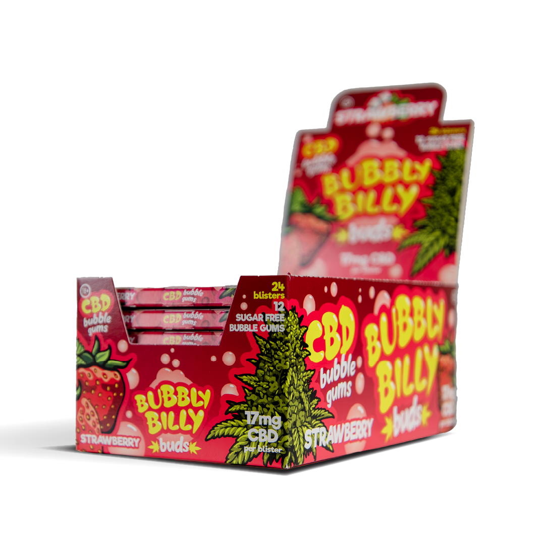 Bubbly Bully Buds CBD Chewing Gum: Strawberry - 17mg (24 Pack)