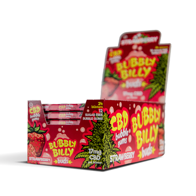 Bubbly Bully Buds CBD Chewing Gum: Strawberry - 17mg (24 Pack)