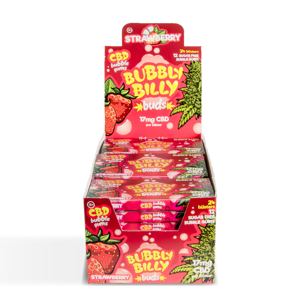 Bubbly Bully Buds CBD Chewing Gum: Strawberry - 17mg (24 Pack)