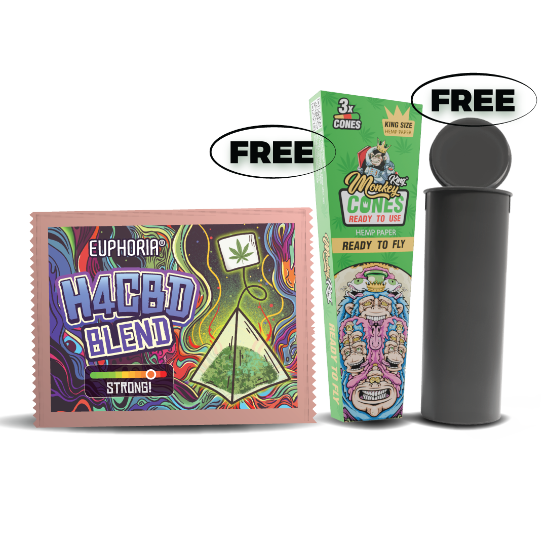 Euphoria - H4CBD Blend (Bundle Includes FREE Stash Pot + Hemp Cones 3 Pack) - 10 Pack
