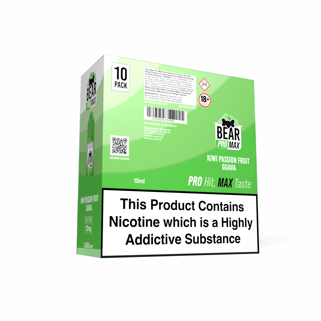 BEAR Pro MAX Salts: Kiwi Passionfruit Guava - 10mg (10 Pack)