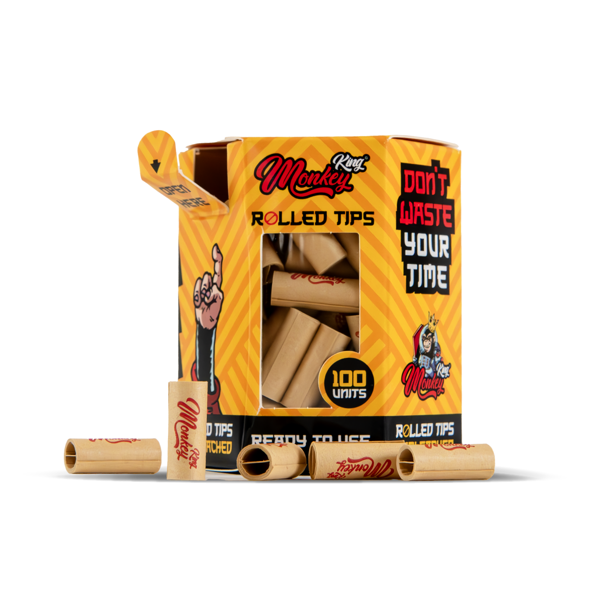 Monkey King Prerolled Filter Tips: Unbleached - 100 Tips (14 Pack)