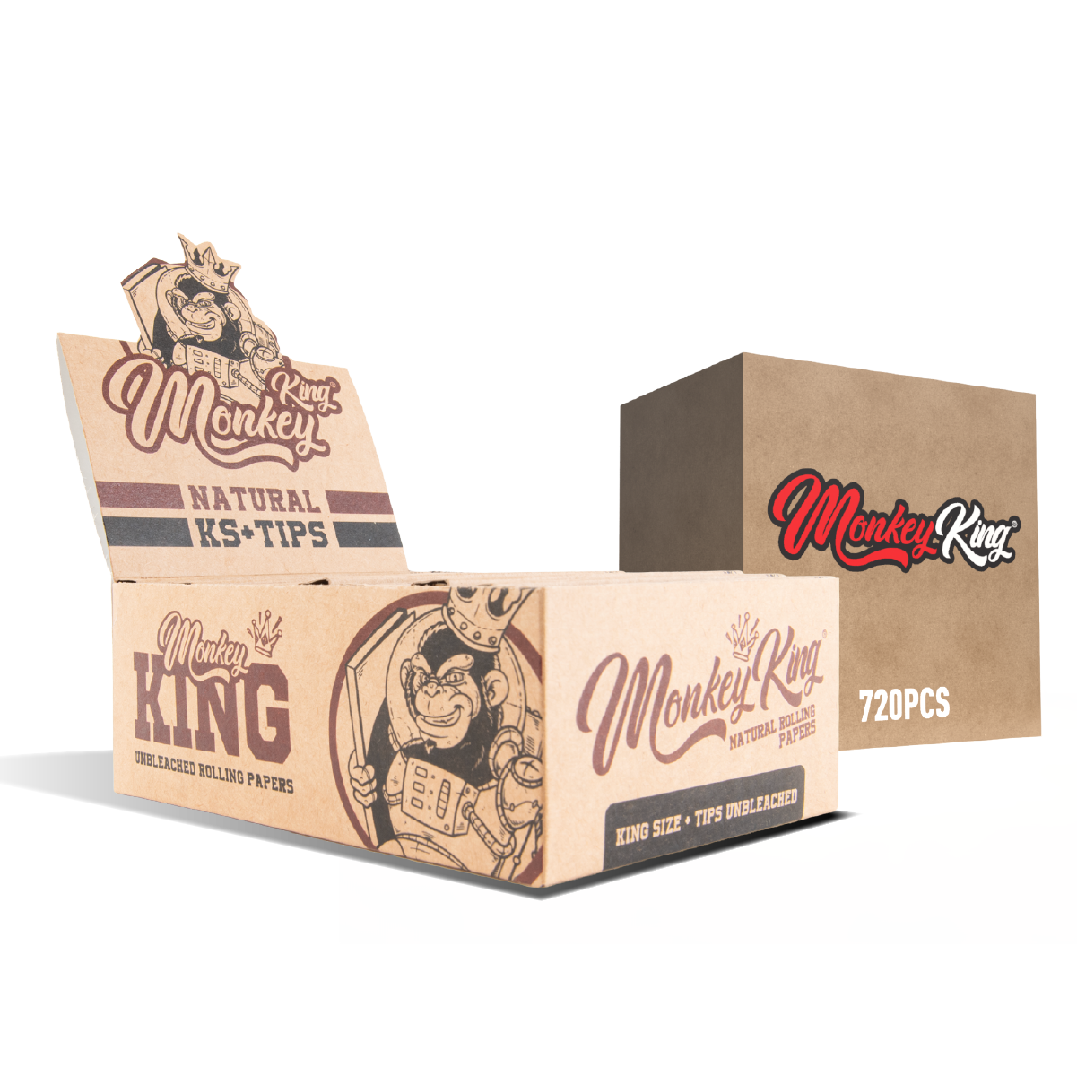 Monkey King Kingsize Papers + Tips: Natural -  (30 x 24 Packs)