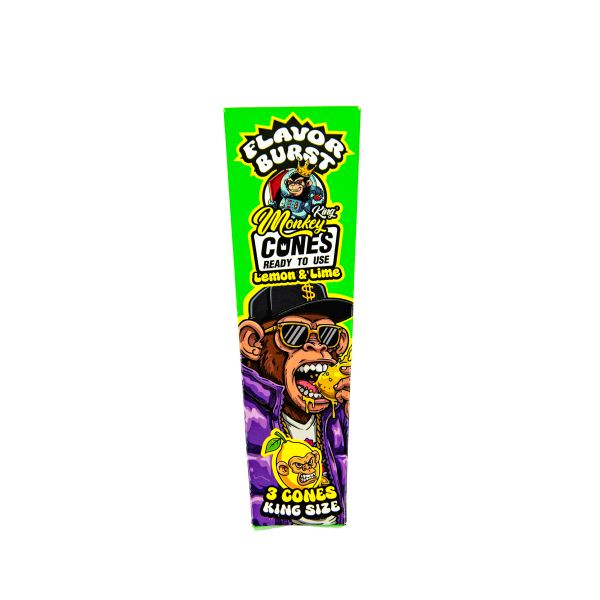 Monkey King: King Size Flavour Burst Cones (24 Pack) - Lemon Lime