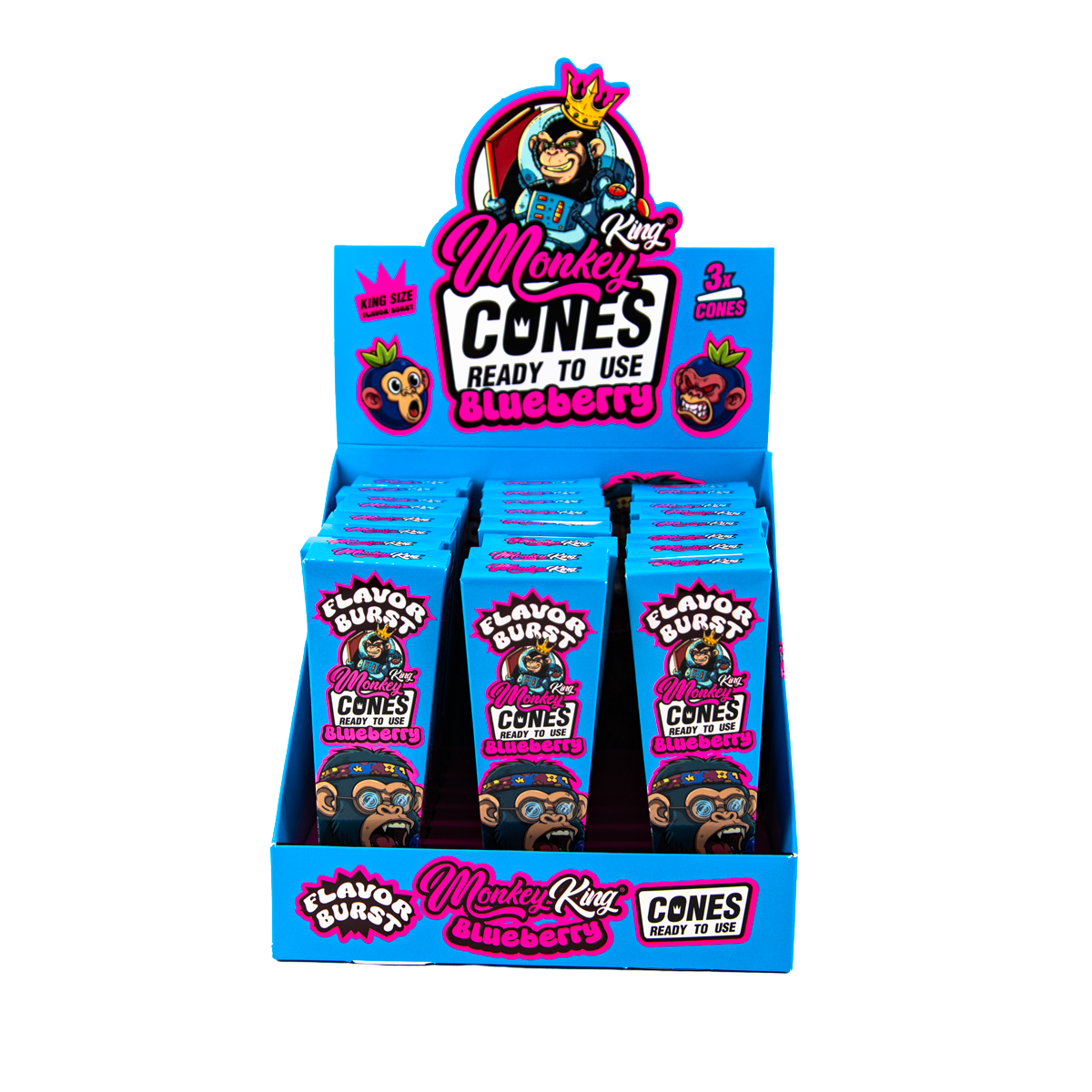 Monkey King: King Size Flavour Burst Cones (24 Pack) - Blueberry
