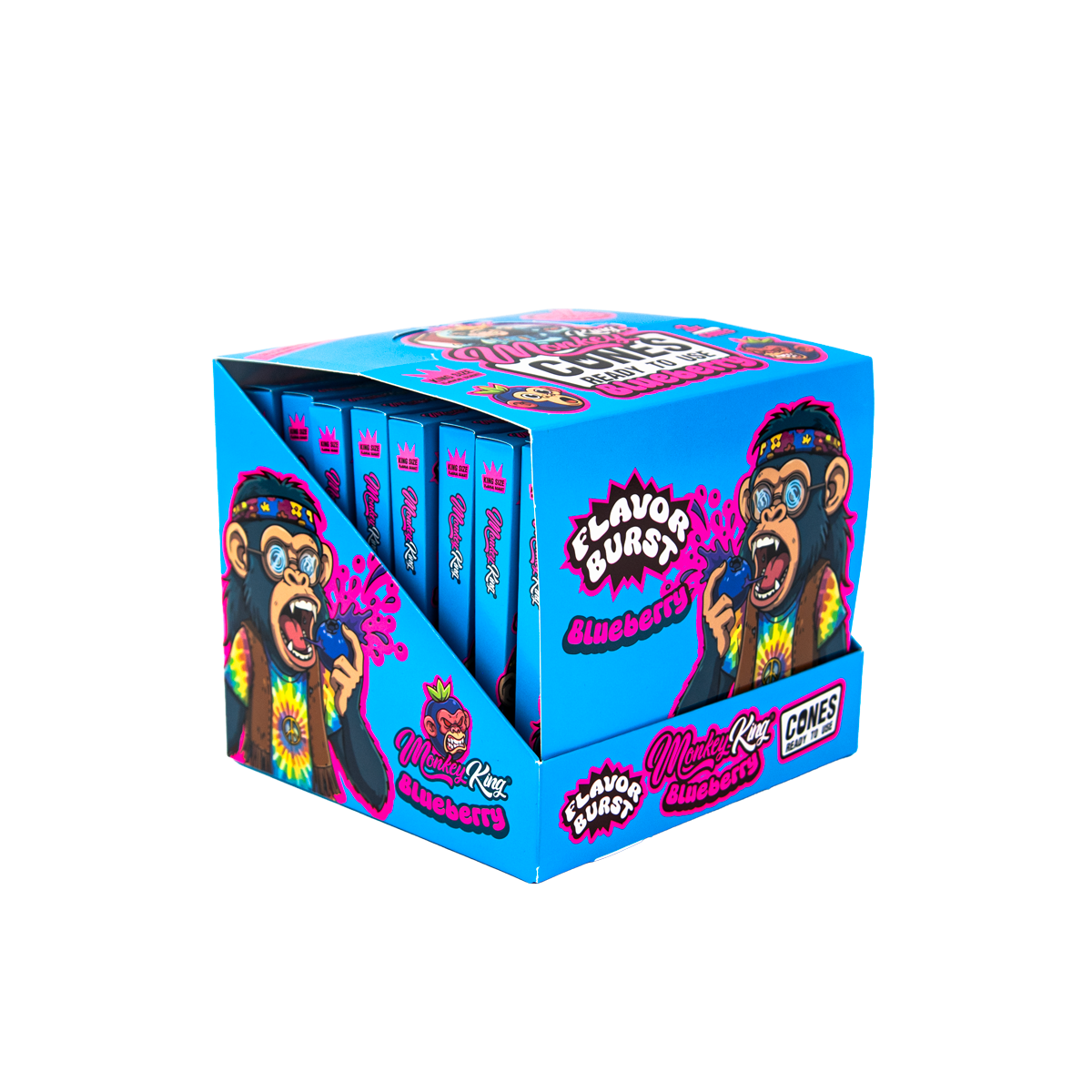 Monkey King: King Size Flavour Burst Cones (24 Pack) - Blueberry