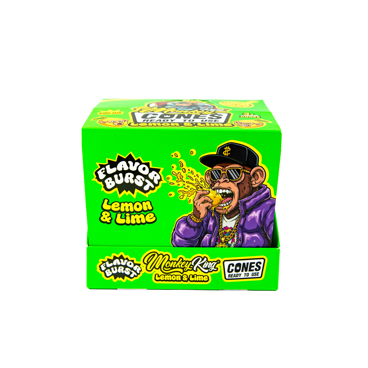 Monkey King: King Size Flavour Burst Cones (24 Pack) - Lemon Lime