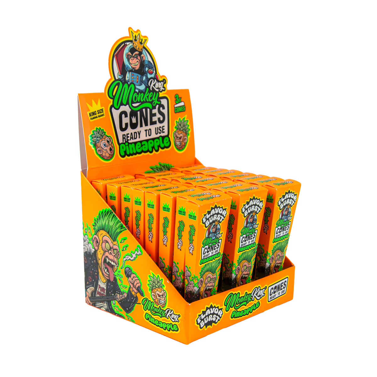 Monkey King: King Size Flavour Burst Cones (24 Pack) - Pineapple